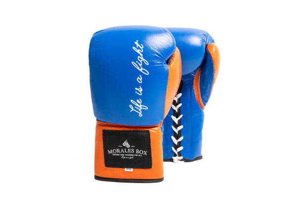 Guantes de Cuerdas para Boxeo Morales Box Azul/Naranja